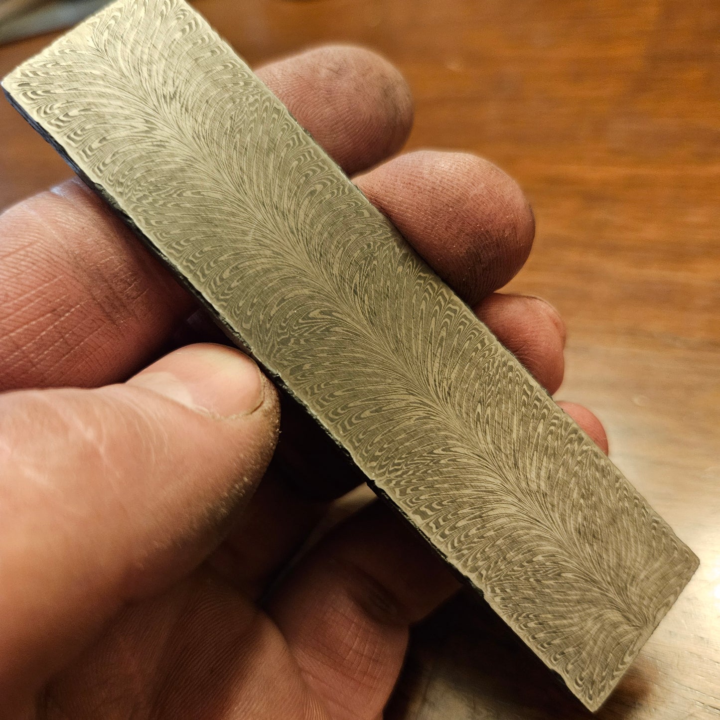 Feather damascus billet